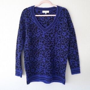 John & Jenn Purple Animal Print Oversized Sweater XS
